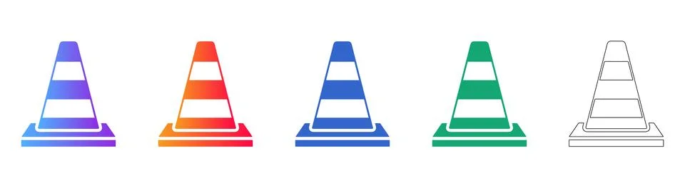 Traffic Cone Icon Set Stock Illustration
