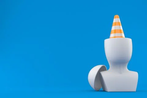 Traffic cone inside head Stock Illustration