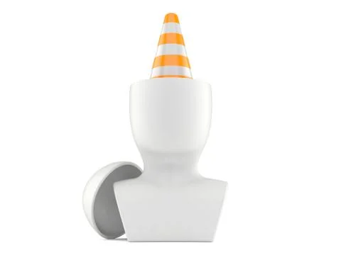 Traffic cone inside head Stock Illustration