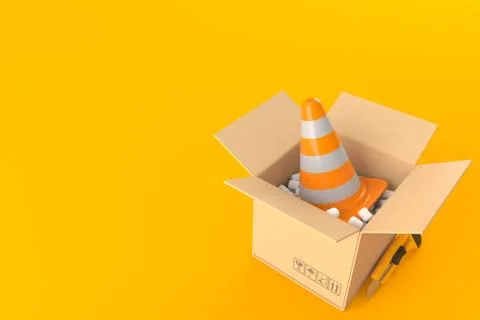 Traffic cone inside package Stock Illustration