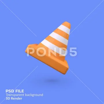 Traffic cone isolated 3d render icon illustration PSD Template