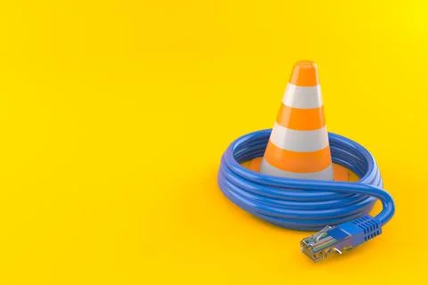 Traffic cone with network cable Stock Illustration