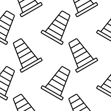Traffic cone outline seamless pattern Stock Illustration