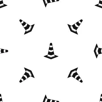 Traffic cone pattern seamless black Illustrazione stock