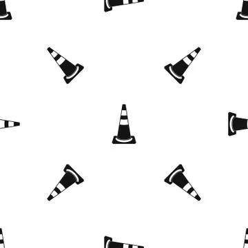 Traffic cone pattern seamless black Stock Illustration