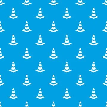 Traffic cone pattern seamless blue Stock Illustration