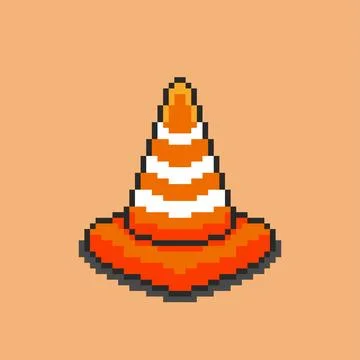 Traffic cone pixel art. Vector illustration design Stock Illustration