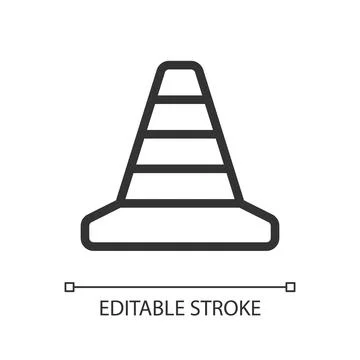 Traffic cone pixel perfect linear ui icon Stock Illustration