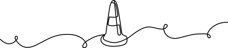 Traffic cone on wavy road Vector Stock Illustration