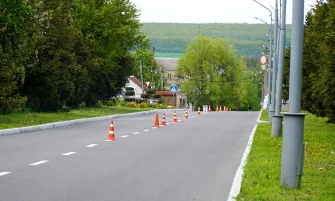 Traffic cone,orange. Traffic cone in the road. Stock Photos