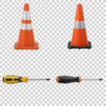 Traffic cones and tools construction safety equipment safety signs caution .. Photos