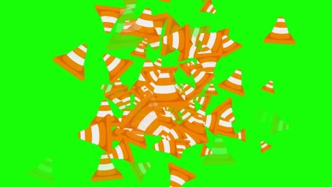 Traffic cones appear and disappear on green screen. Stock Footage 313676531