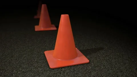 Traffic Cones on Asphalt Stock Footage 130760372
