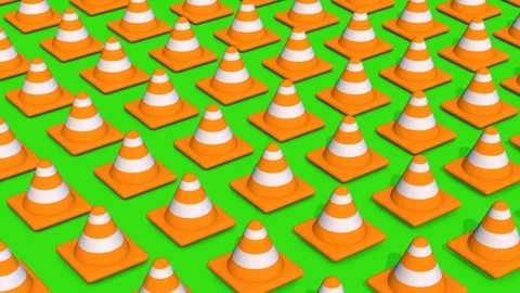 Traffic cones bouncing on green screen. Stock Footage 310994962