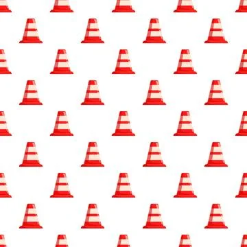 Traffic cones forming seamless repeat pattern on white Illustrazione stock