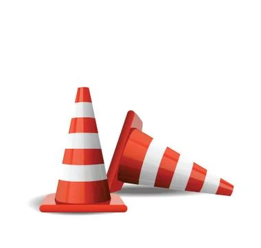 Traffic cones isolated on white Stock Illustration
