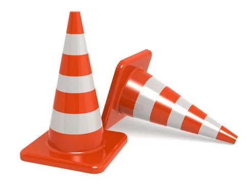 Traffic cones isolated on white Stock Illustration