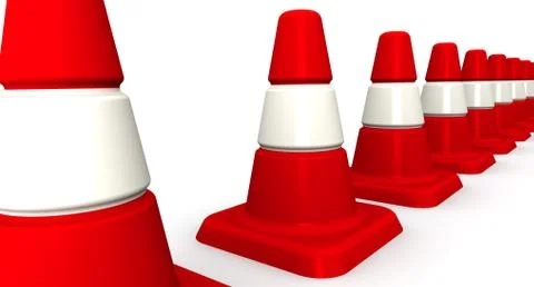 Traffic cones lined up in a row Illustrazione stock