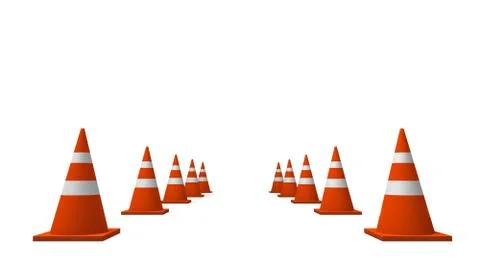 Traffic cones row Stock Illustration