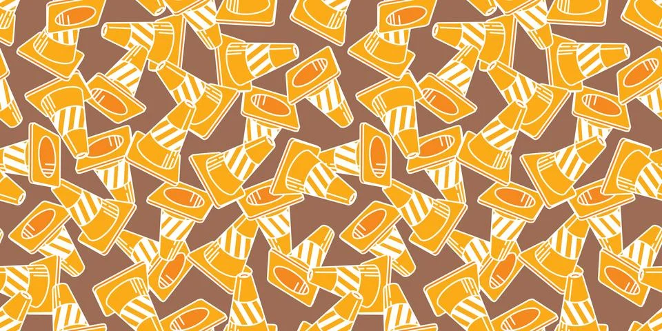 Traffic Cones Seamless Pattern vector isolated wallpaper background orange Illustrazione stock
