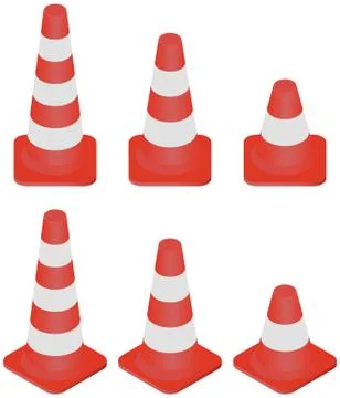 Traffic Cones set. Stock Illustration