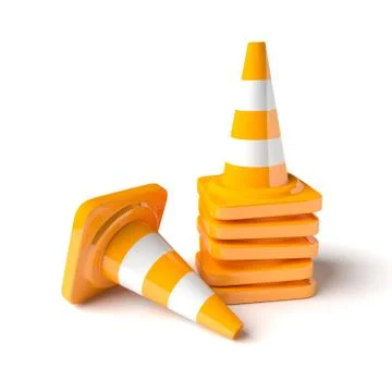 Traffic cones on the white background Stock Illustration