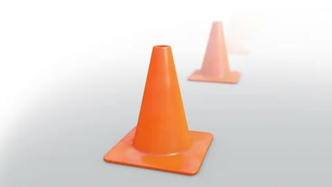 Traffic Cones on White Stock Footage 130760159