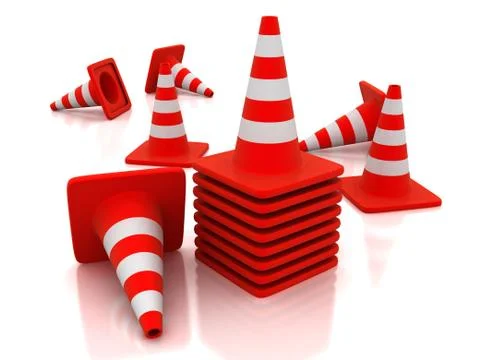Traffic cones with white stripes Stock Illustration