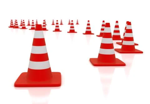 Traffic cones with white stripes Stock Illustration