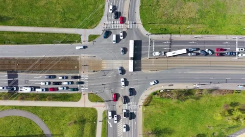 Traffic congestion at an intersection in a busy urban area showcasing vario.. Stock Footage 326915039