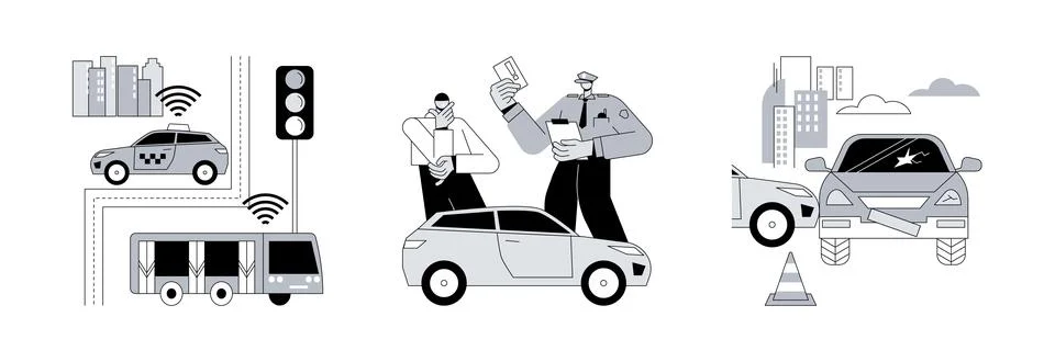 Traffic control abstract concept vector illustrations. Stock Illustration