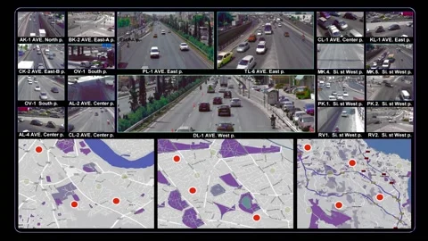 Traffic Control Camera System Interface Stock-Footage 220563327