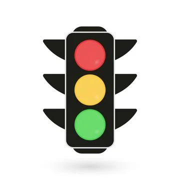 Traffic control light, signal with red, yellow and green color flat icon for Stock Illustration
