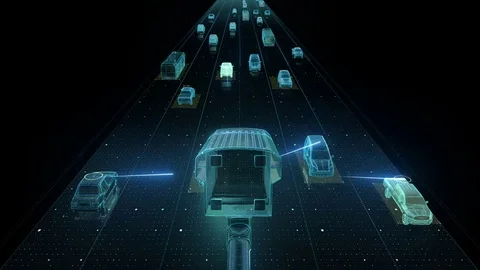 Traffic control surveillance cameras. IOT technology. CCTV main on high way.2 Stock Footage 72098809