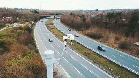 Traffic control surveillance cameras. technology. traffic CCTV cameras  Stock Footage 151249637