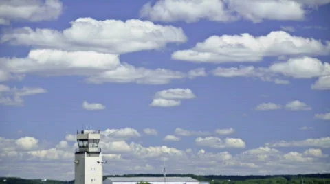 Traffic Control Tower cloud time lapse Stock Footage 477334
