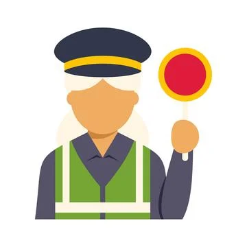 Traffic controller holding a stop signal paddle Stock Illustration