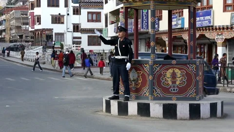 Traffic controller In Thimphu, Bhutan Stock Footage 156331036