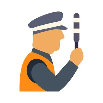Traffic controller wearing safety vest holding light baton Stock Illustration