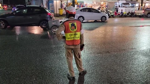 Traffic controller at work in the city Video stock 251449664