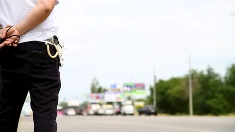 Traffic cop on the road Stock Footage 270305833