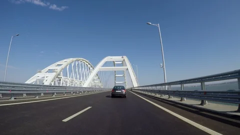 Traffic on the Crimean bridge Stock Footage 101194423