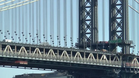 Traffic Crossing Manhattan Bridge Stock Footage 120083703