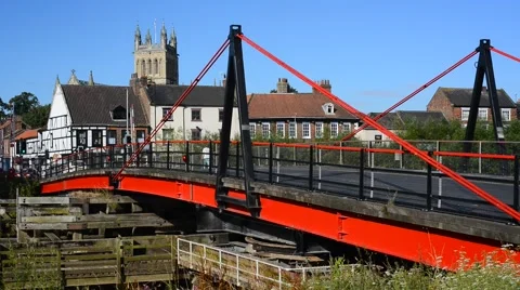 Traffic crossing over the river ouse using selby swing bridge, selby, uk Stock Footage 65578752