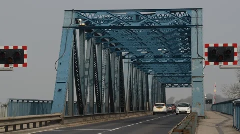 Traffic crossing the river Ouse across Boothferry bridge uk Stock Footage 48993367