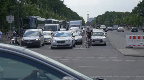 Traffic in a crossroad in Berlin Stock Footage 53264638