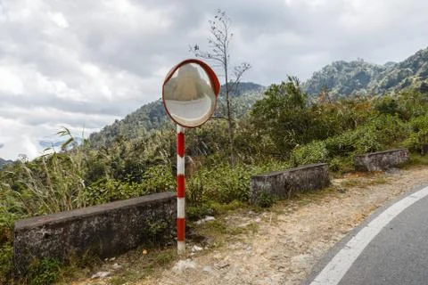 The traffic curve mirror Stock Photos