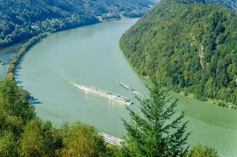 Traffic on the Danube River Stock Photos
