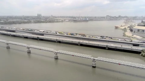 Traffic on Douala bessengue bridge Stock Footage 107080421