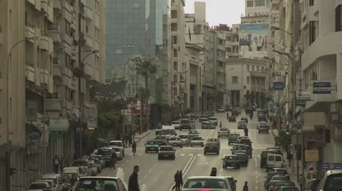 Traffic in Downtown Casablanca Stock Footage